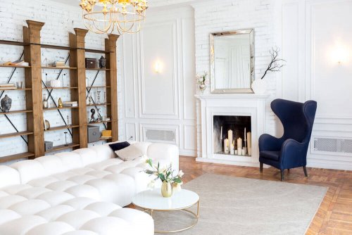 A classic, white living room.