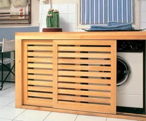 A hidden washing machine.