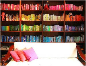 Color-coordinated libraries. 