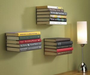 Floating bookshelves.
