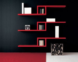 Modern floating bookshelves.