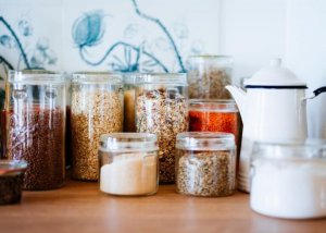 Glass storage jars.