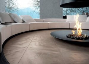 Circular tabletop fireplaces.