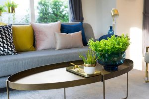 A metal coffee table.
