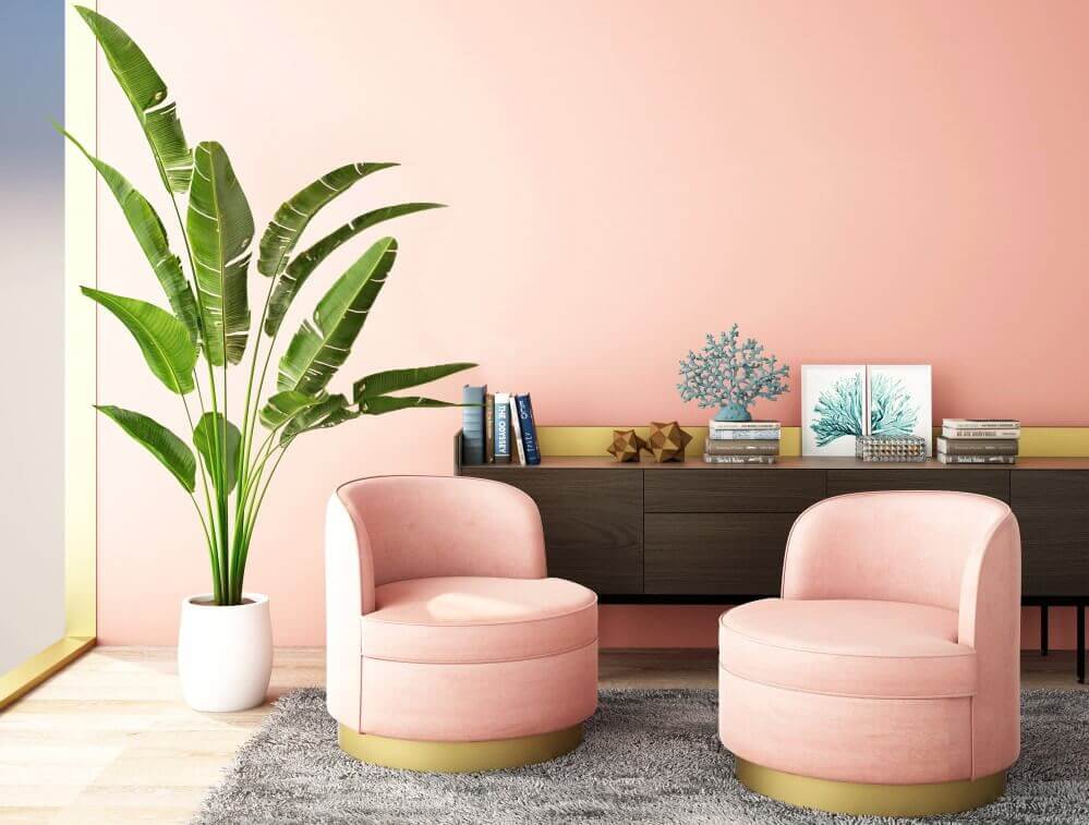pale pink living room