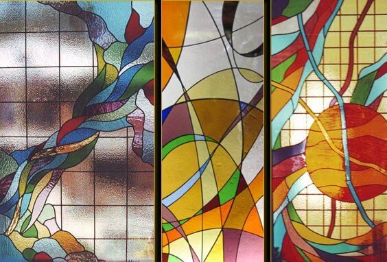 stained glass shelving unit