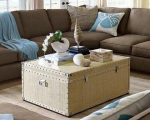 Storage trunks can double as coffee tables.