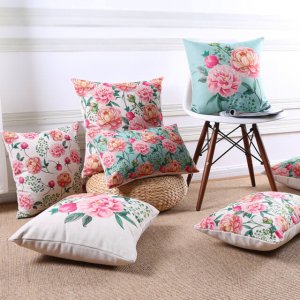 Spring decor: floral cushions.