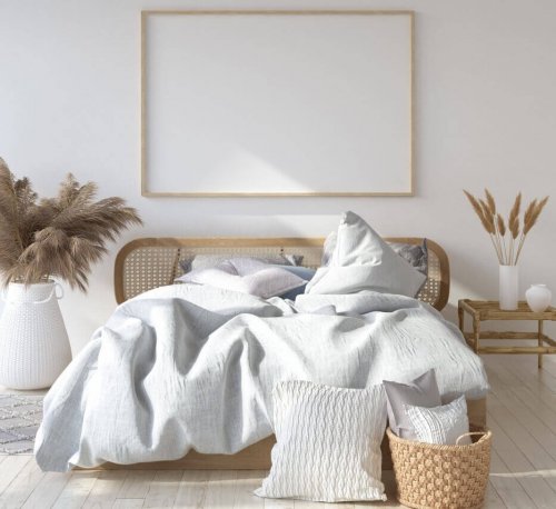 A neutral-colored bedroom.