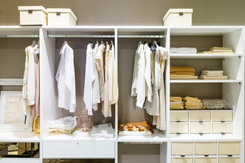 An organized dressing room.