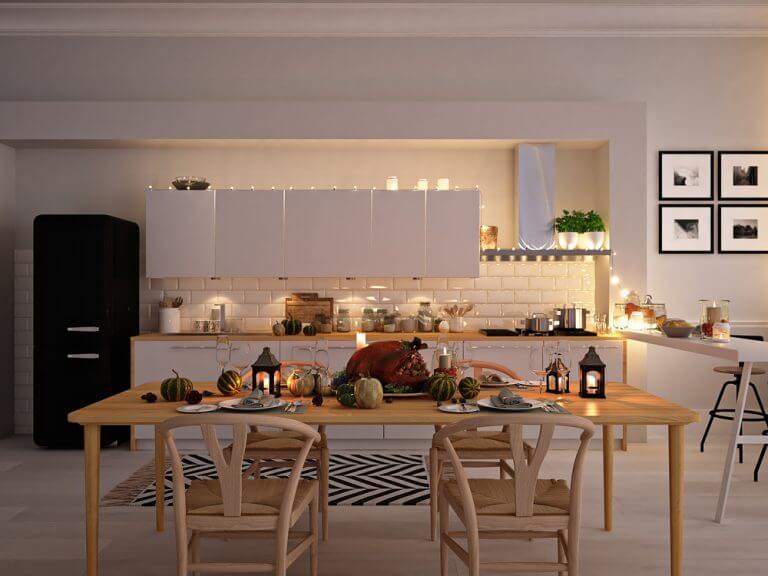 An open plan kitchen is ideal for a smaller house