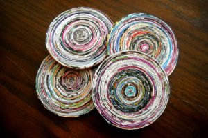 Newspaper coasters.