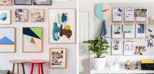 Hanging paintings and notes.