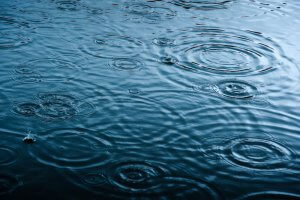 During heavy rainfall, puddles form on roads.
