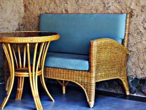 Wicker furniture.