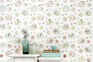 Floral print wallpaper.