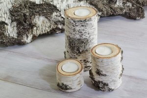 Wooden candle holders.