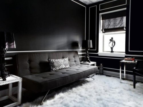 A black living room.