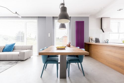 A minimalistic dining room.