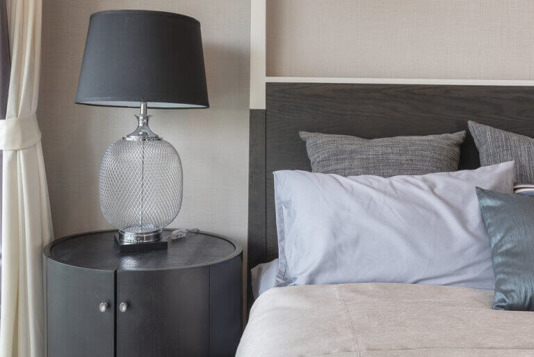 A bedside table lamp