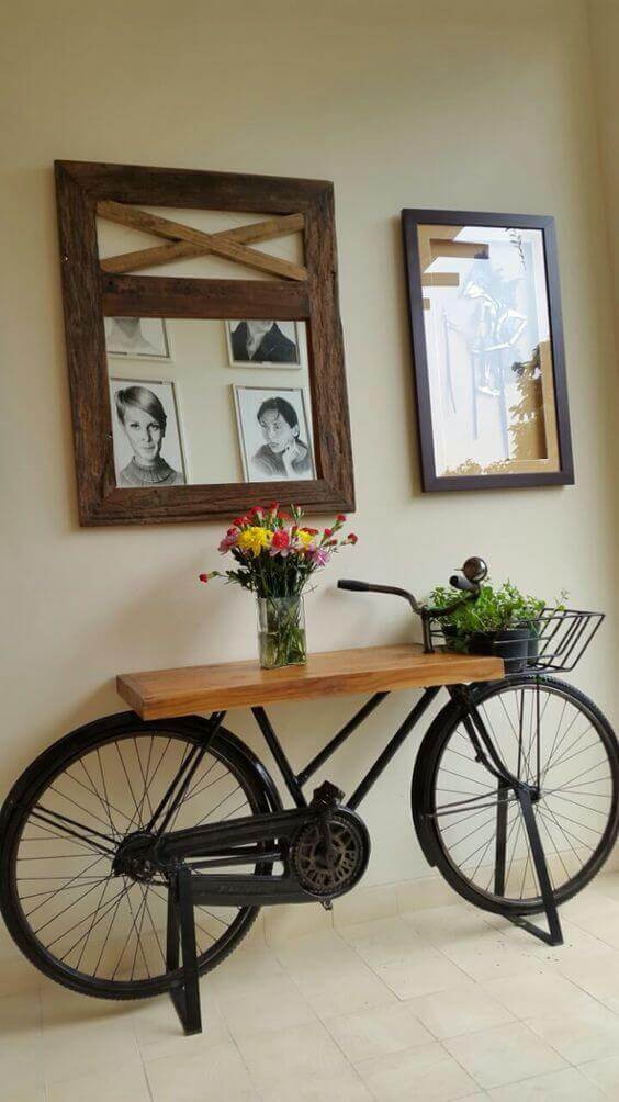 Bike table in the hallway