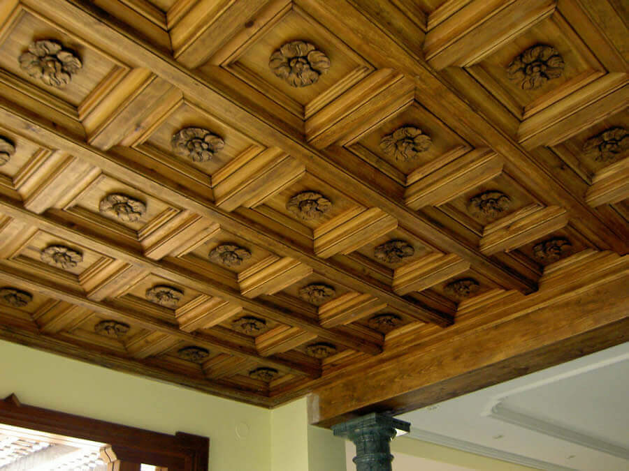 A timber coffered ceiling created by Martos