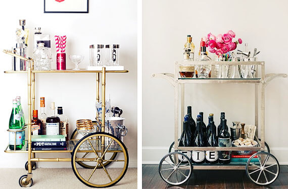 Some colorful decorated vintage drinks trolleys