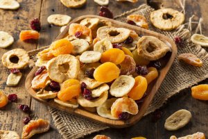 A tray of dried fruit.