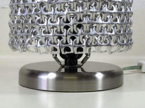 A lamp made out of can tabs.