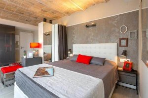 Luxury boutique hotel-style bedroom.