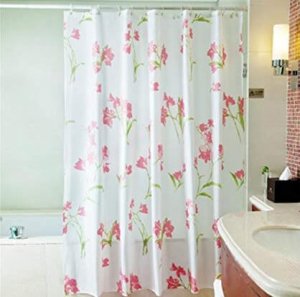 Floral shower curtain.