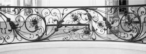 Art nouveau wrought iron railings.