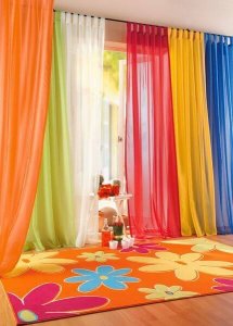 Rainbow curtains.