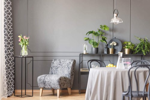 A round table in a living room.