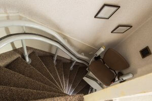 A mechanical stair lift.