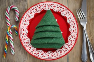 Christmas tree napkin.