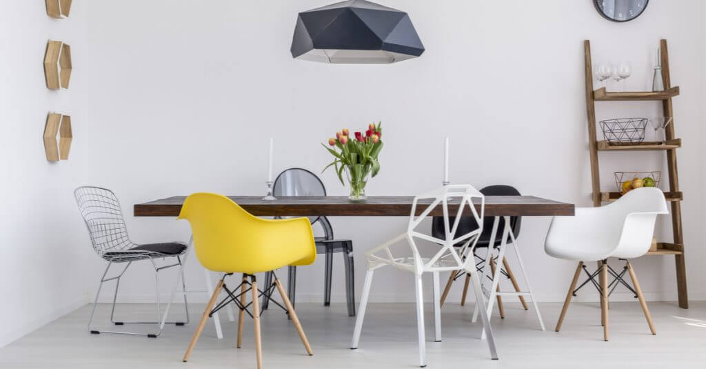 Your dining room chairs can be different colors, shapes, and sizes.
