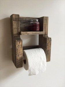 Wooden toilet roll holder.