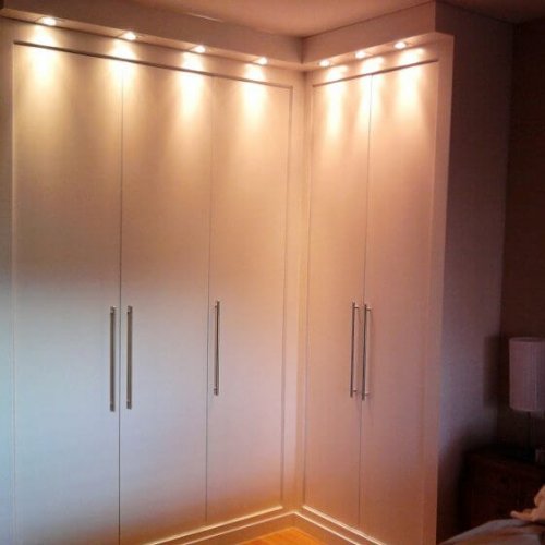 Lighting above closet doors.