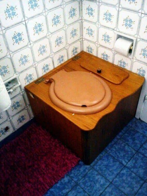 A wooden ecological dry toilet.