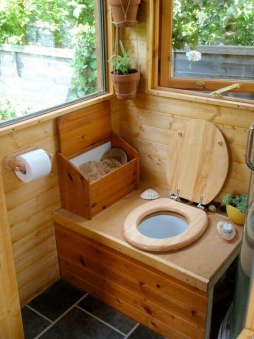 Ecological dry toilets are very innovative and popular at the moment. Here's a picture of one in a country house.