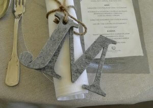 Napkins with initials.