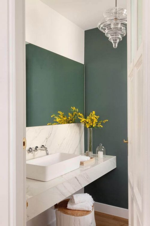 Marble bathroom countertops, like the one in this picture, are very popular as of now.