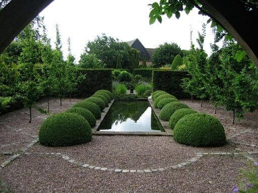 Rectangular shape that shows some yard ponds are formal