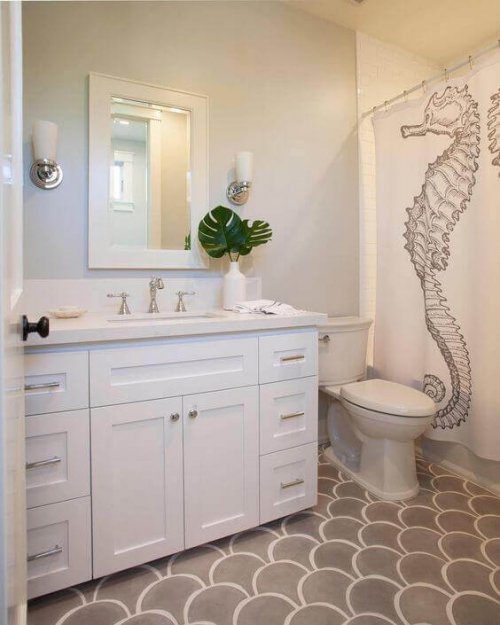 Adding shower curtains with pictures of seahorses in them (like the ones in this picture) are a great way to add this element if decorating your home with seahorses is what you want.
