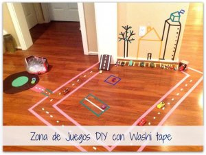 Designate play areas in your home using washi tapes.