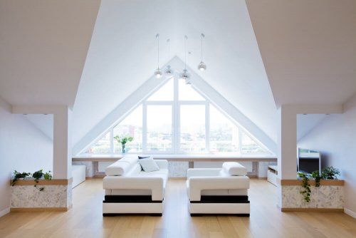 White decoration in a room.