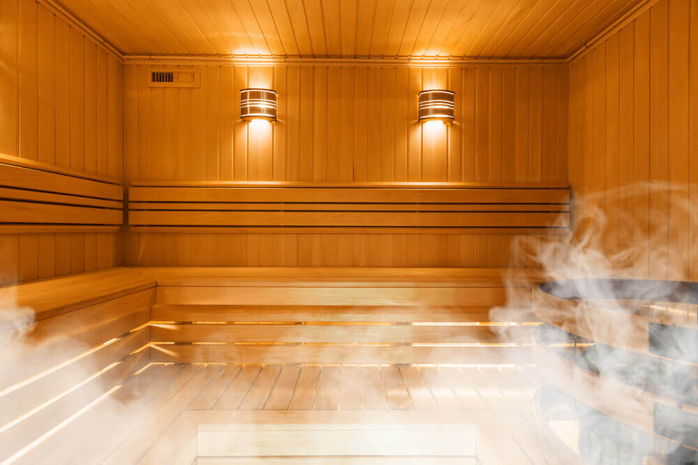 A sauna filled with steam