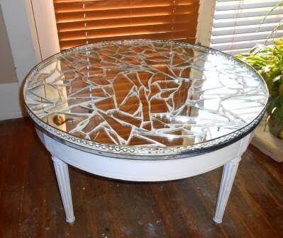A table decorated with a crystal puzzle.