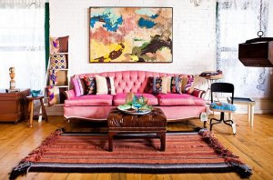 A boho chic style living room.